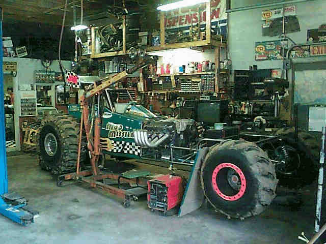 In the shop.